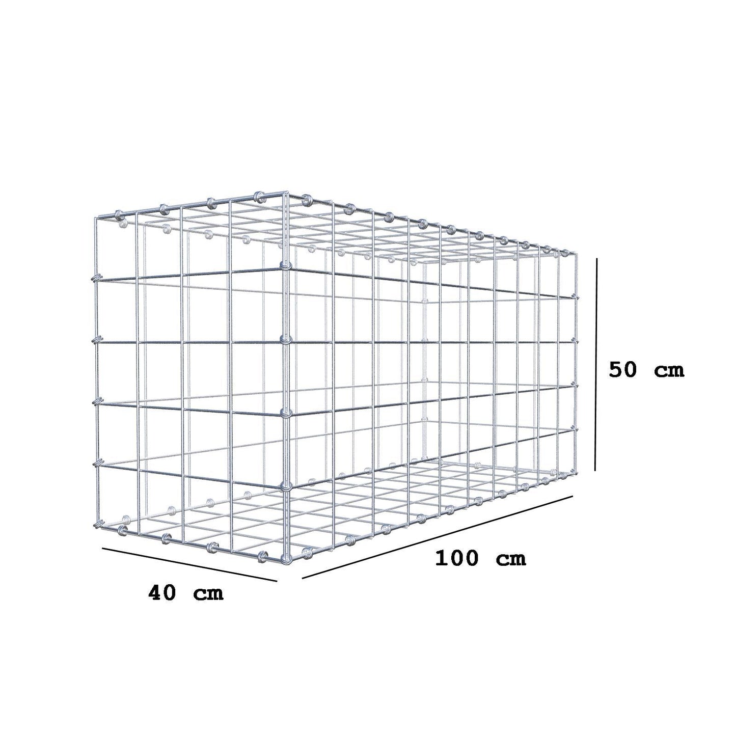 Gabion 100 cm x 50 cm x 40 cm (L x H x P), mailles 10 x 10 cm, anneau en spirale