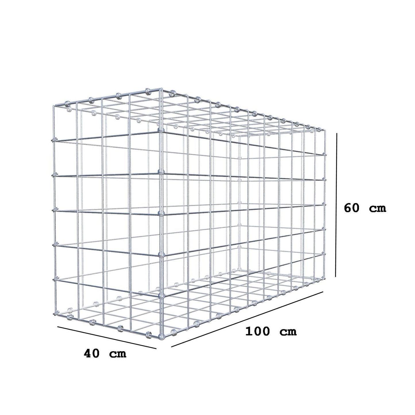 Gabion 100 cm x 60 cm x 40 cm (L x H x P), mailles 10 x 10 cm, anneau en spirale
