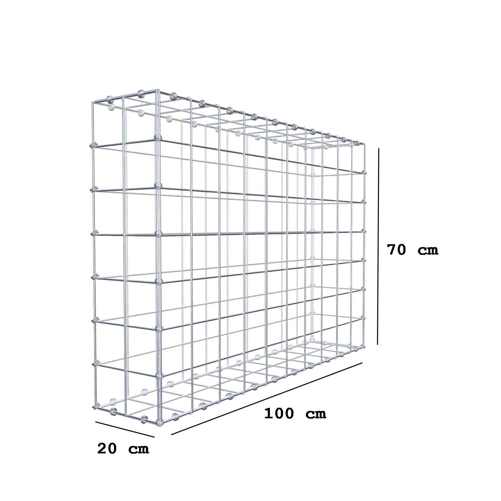 Gabião 100 cm x 70 cm x 20 cm (C x A x P), malhagem 10 x 10 cm, anel espiral