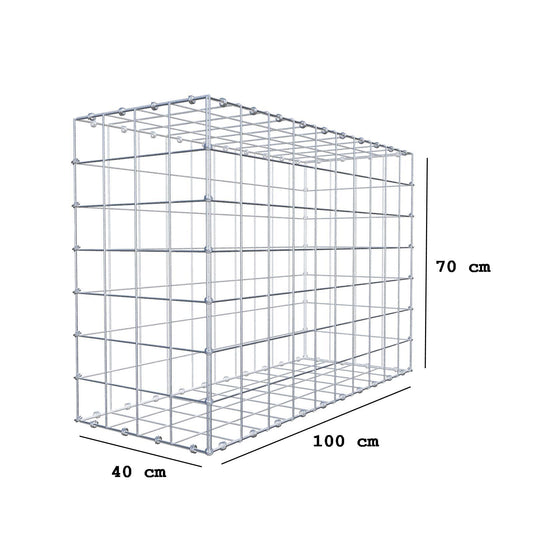 Gabion 100 cm x 70 cm x 40 cm (L x H x D), maskestørrelse 10 x 10 cm, spiralring