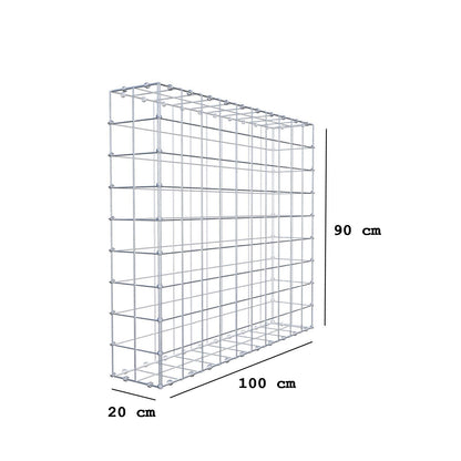 Gavión 100 cm x 90 cm x 20 cm (L x A x P), luz de malla 10 x 10 cm, anillo en espiral
