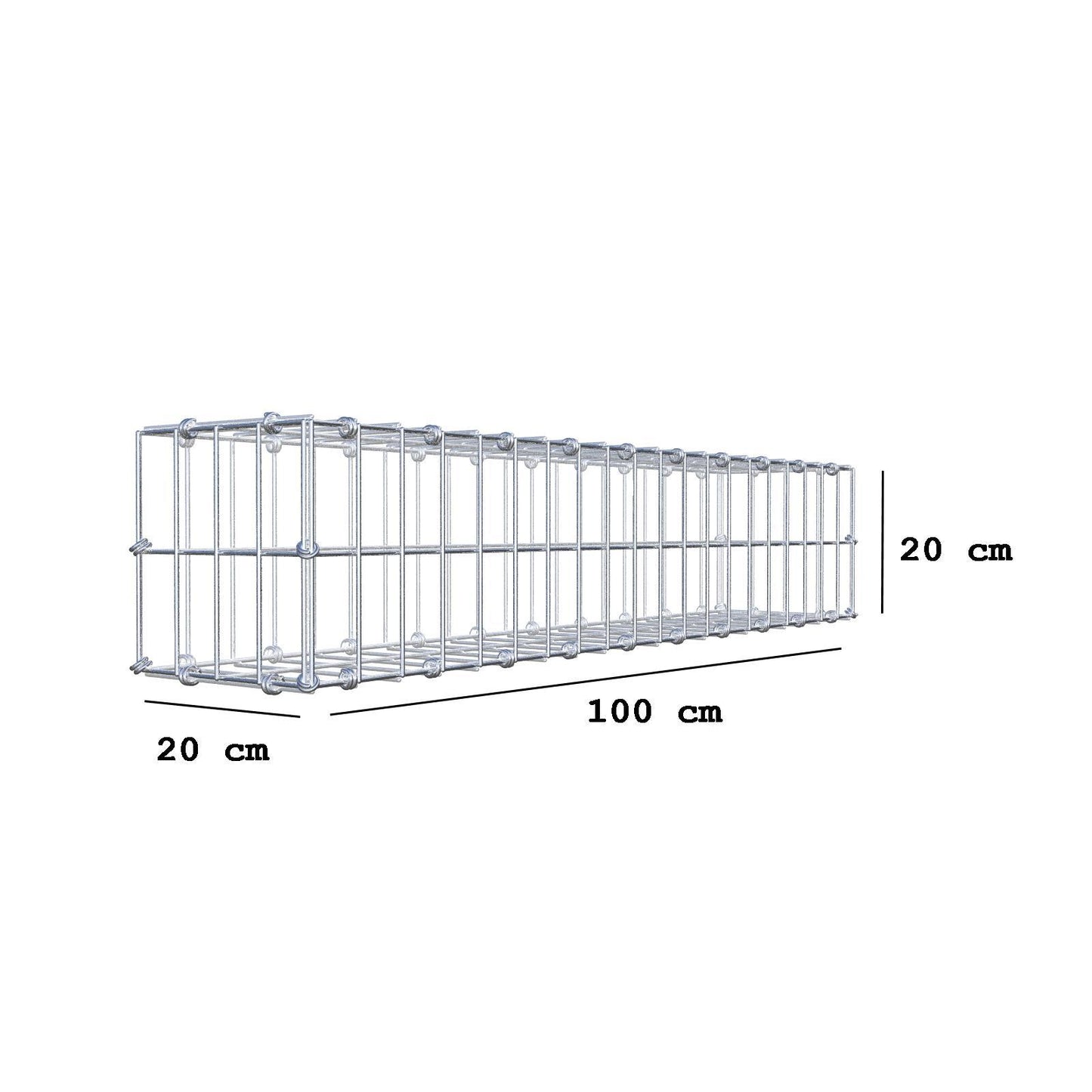 Gabion 100 cm x 20 cm x 20 cm (L x H x P), mailles 5 x 10 cm, anneau en spirale
