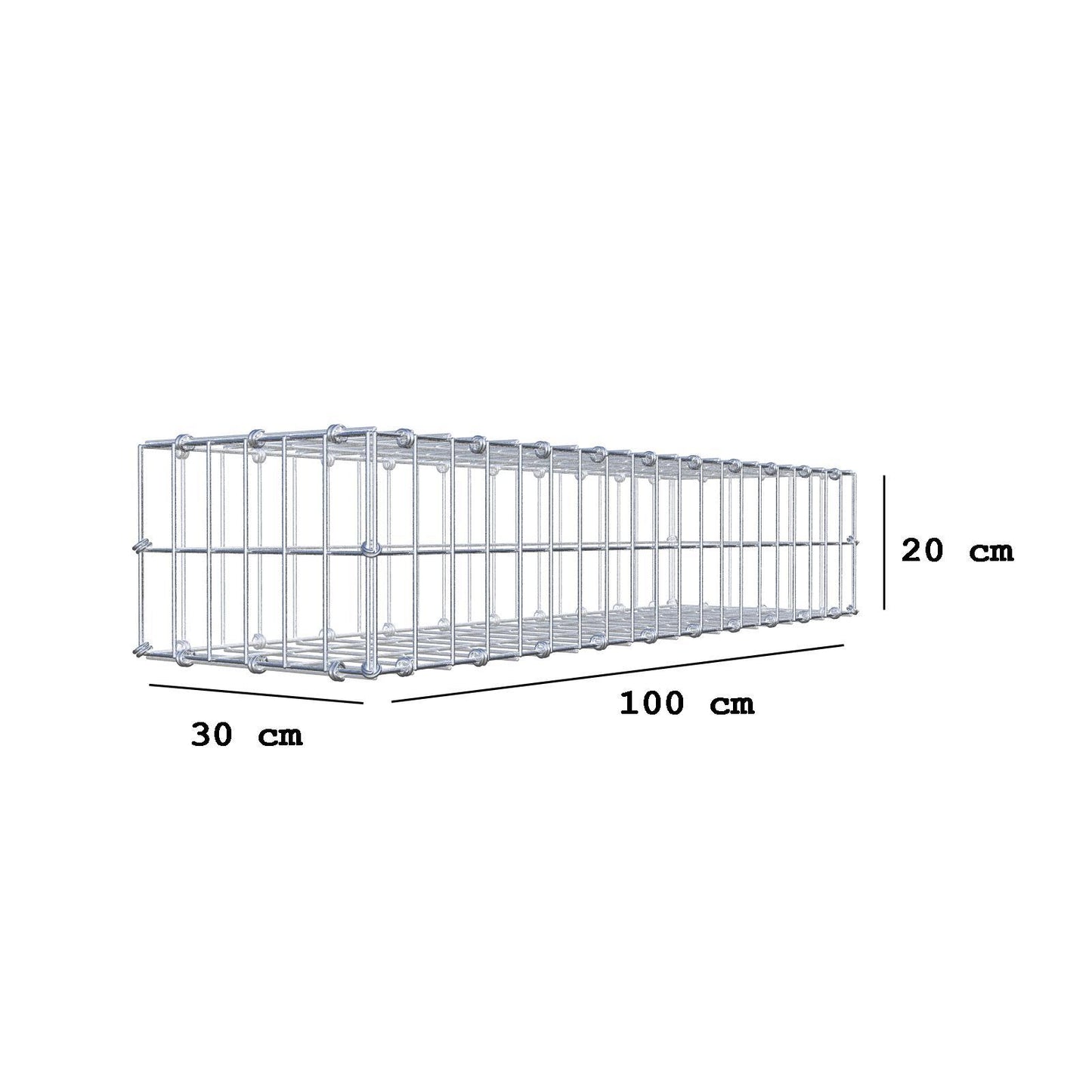 Schanskorf 100 cm x 20 cm x 30 cm (L x H x D), maaswijdte 5 x 10 cm, spiraalring