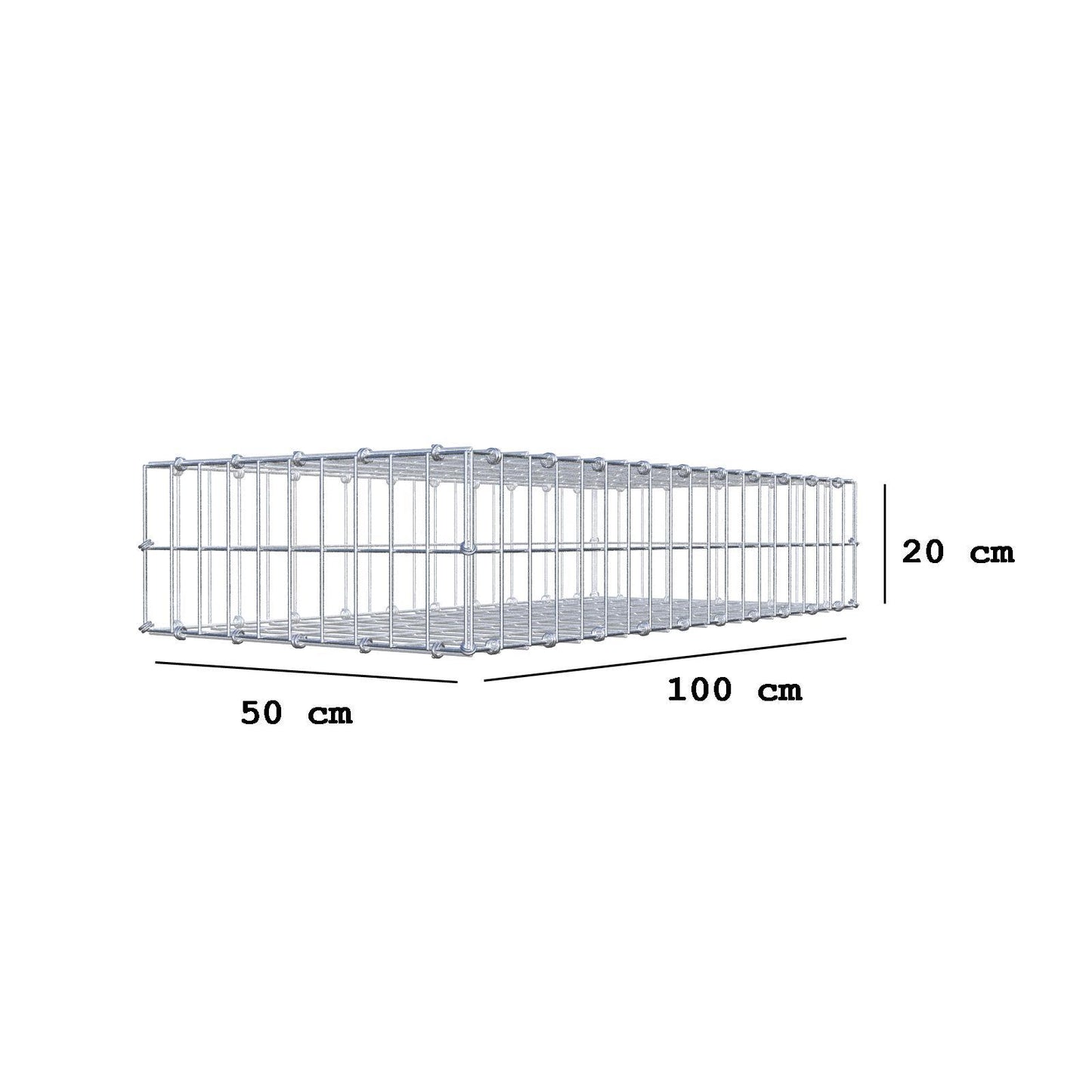 Schanskorf 100 cm x 20 cm x 50 cm (L x H x D), maaswijdte 5 x 10 cm, spiraalring