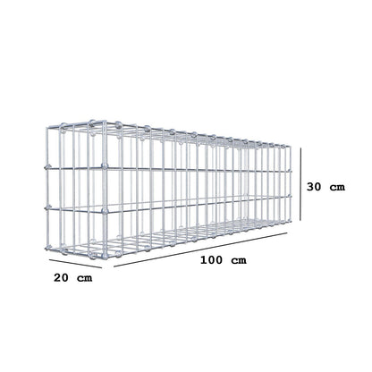 Gabion 100 cm x 30 cm x 20 cm (L x H x D), maskstorlek 5 x 10 cm, spiralring