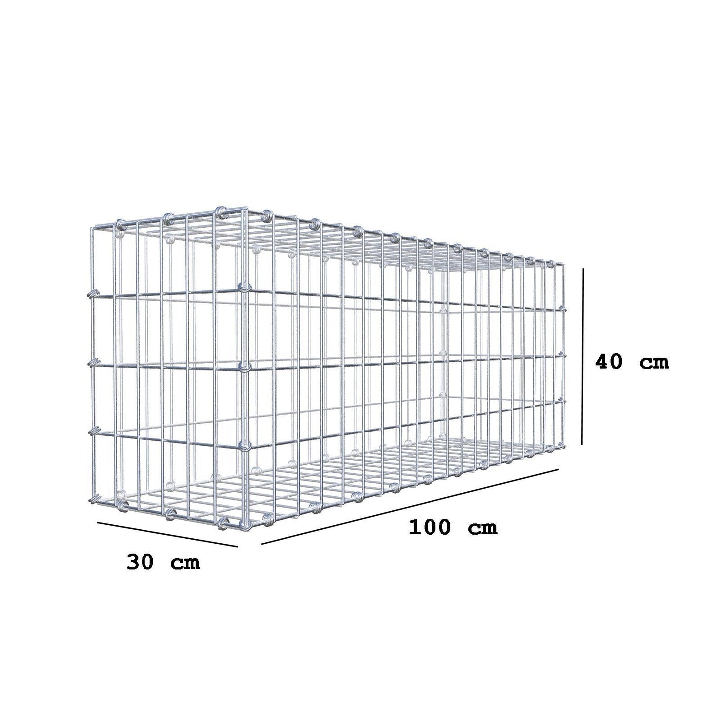 Gabion 100 cm x 40 cm x 30 cm (L x H x D), maskestørrelse 5 x 10 cm, spiralring