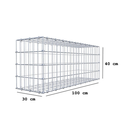 Gabion 100 cm x 40 cm x 30 cm (L x H x D), maskestørrelse 5 x 10 cm, spiralring