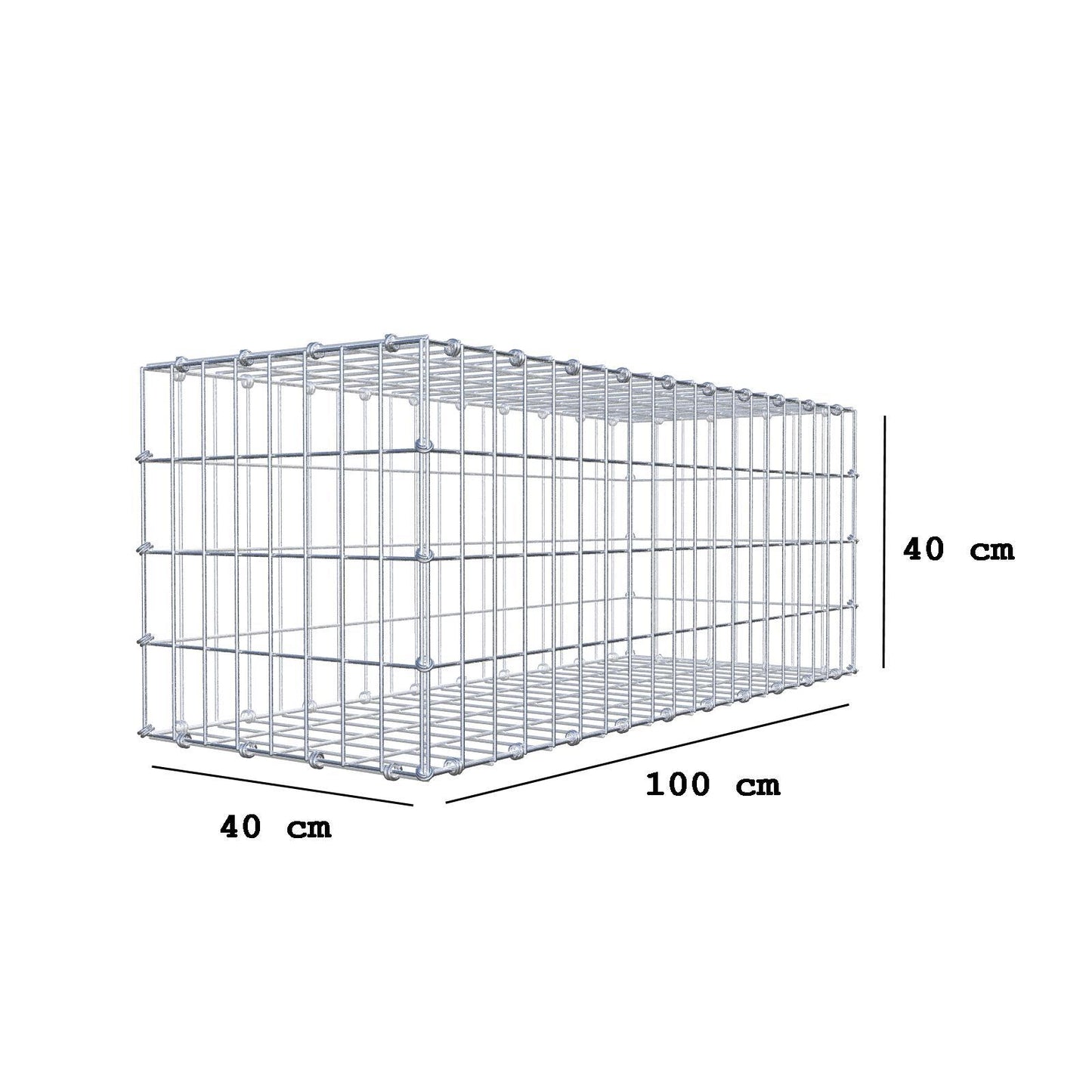 Gabion 100 cm x 40 cm x 40 cm (L x H x D), maskestørrelse 5 x 10 cm, spiralring