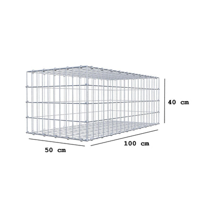 Gabion 100 cm x 40 cm x 50 cm (L x H x D), maskestørrelse 5 x 10 cm, spiralring
