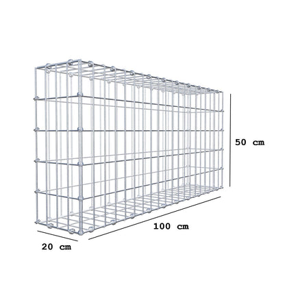 Gabion 100 cm x 50 cm x 20 cm (L x H x D), maskestørrelse 5 x 10 cm, spiralring