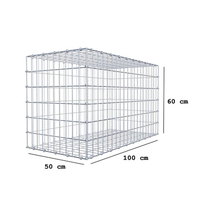 Gabion 100 cm x 60 cm x 50 cm (L x H x D), maskstorlek 5 x 10 cm, spiralring