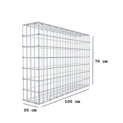 Gabion 100 cm x 70 cm x 20 cm (L x H x D), maskestørrelse 5 x 10 cm, spiralring