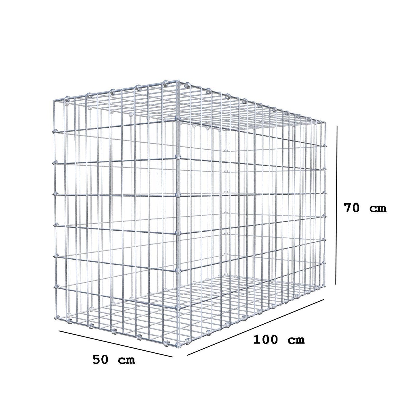 Gabion 100 cm x 70 cm x 50 cm (L x H x P), mailles 5 x 10 cm, anneau en spirale