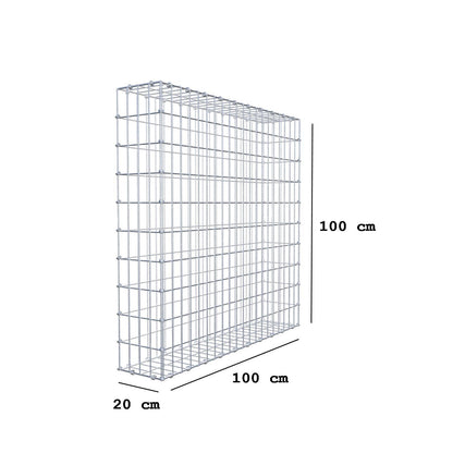 Gabion 100 cm x 100 cm x 20 cm (L x H x D), maskestørrelse 5 x 10 cm, spiralring