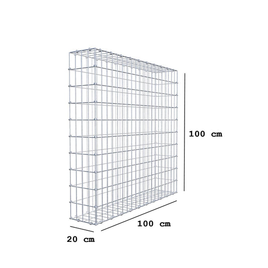 Gabião 100 cm x 100 cm x 20 cm (C x A x P), malhagem 5 x 10 cm, anel espiral