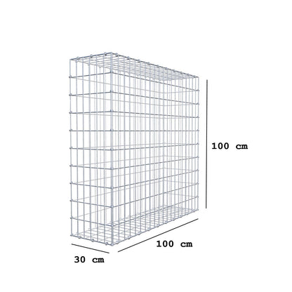 Gabbione 100 cm x 100 cm x 30 cm (L x H x P), maglia 5 x 10 cm, anello a spirale