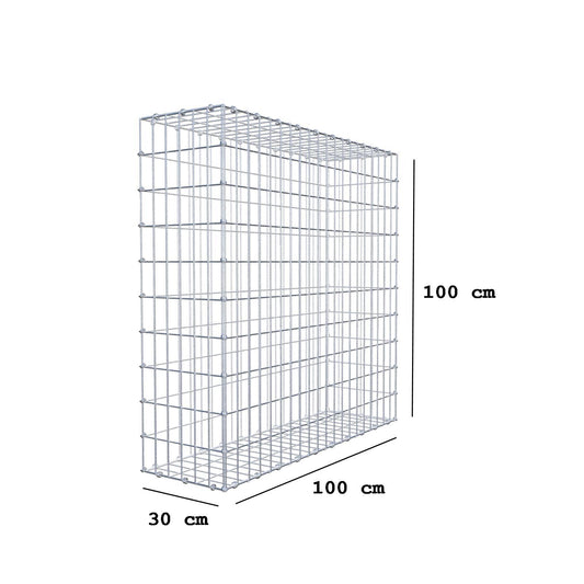 Gabião 100 cm x 100 cm x 30 cm (C x A x P), malhagem 5 x 10 cm, anel espiral