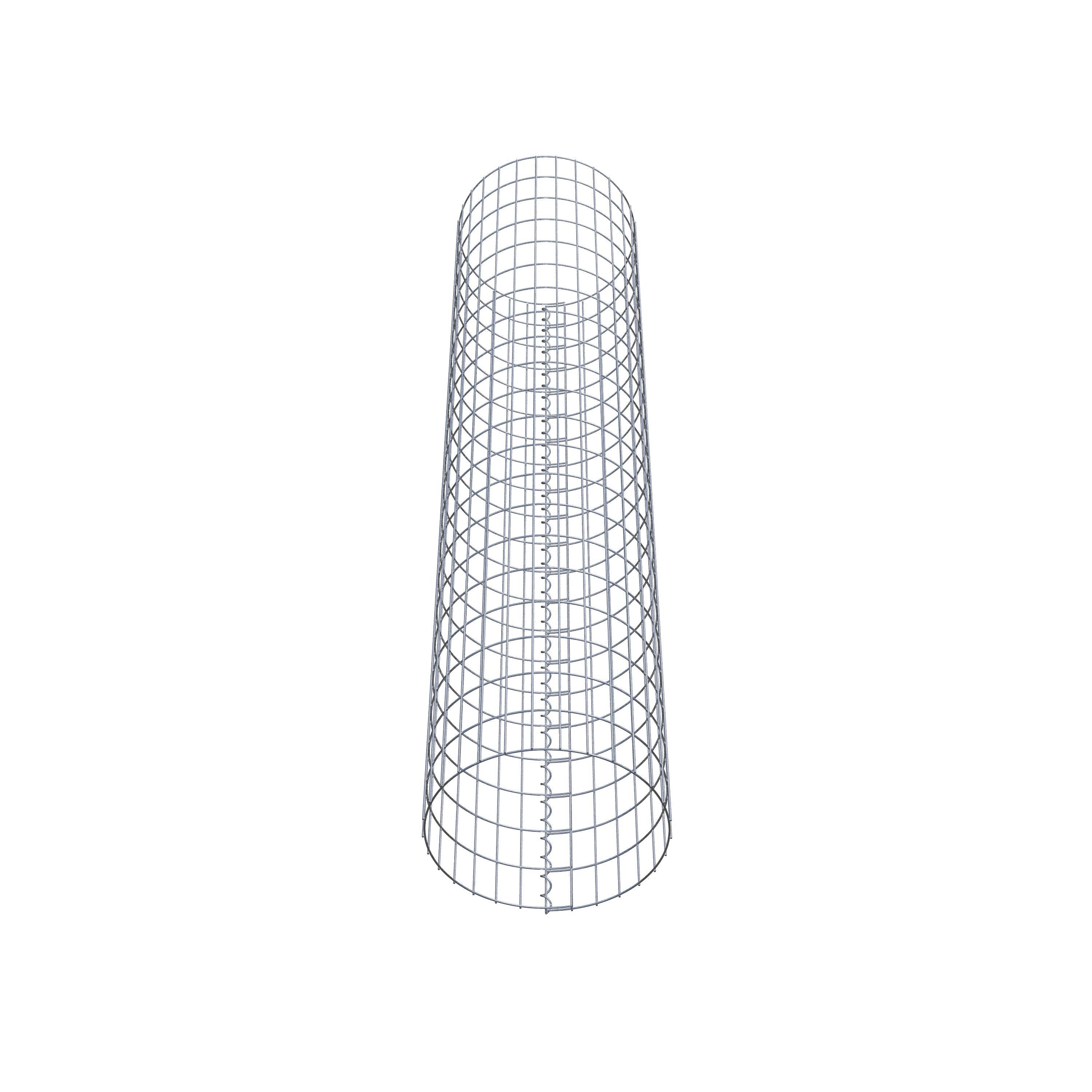 Coluna de gabião com diâmetro de 47 cm, malha redonda de 5 x 10 cm