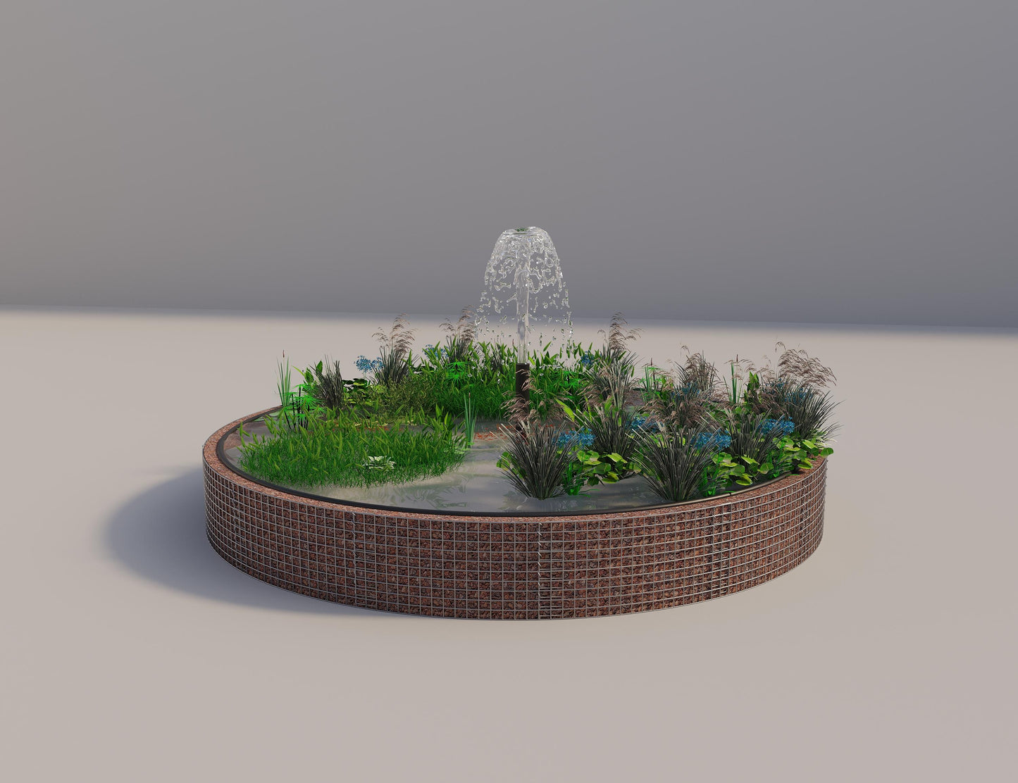 Gabion verhoogde vijver rond, buitendiameter 382 cm, hoogte 50 cm, maaswijdte 5 x 5 cm, wanddikte 15 cm