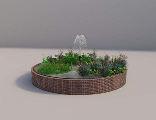 Gabionen Hochteich rund, Außendurchmesser 382 cm, Höhe 50 cm, Maschenweite 5 x 5 cm, Wandstärke 15 cm