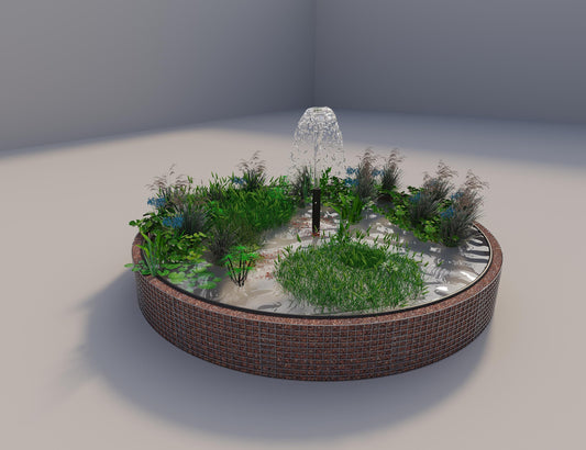 Gabionen Hochteich rund, Außendurchmesser 382 cm, Höhe 50 cm, Maschenweite 5 x 5 cm, Wandstärke 15 cm