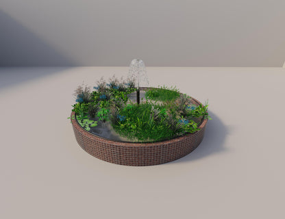 Gabion verhoogde vijver rond, buitendiameter 382 cm, hoogte 50 cm, maaswijdte 5 x 5 cm, wanddikte 15 cm