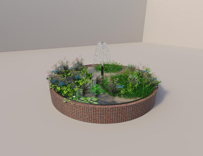 Gabion verhoogde vijver rond, buitendiameter 382 cm, hoogte 50 cm, maaswijdte 5 x 5 cm, wanddikte 15 cm