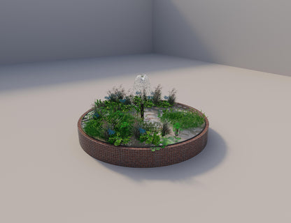 Gabion verhoogde vijver rond, buitendiameter 382 cm, hoogte 50 cm, maaswijdte 5 x 5 cm, wanddikte 15 cm