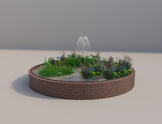 Gabionen Hochteich rund, Außendurchmesser 412 cm, Höhe 50 cm, Maschenweite 5 x 5 cm, Wandstärke 15 cm