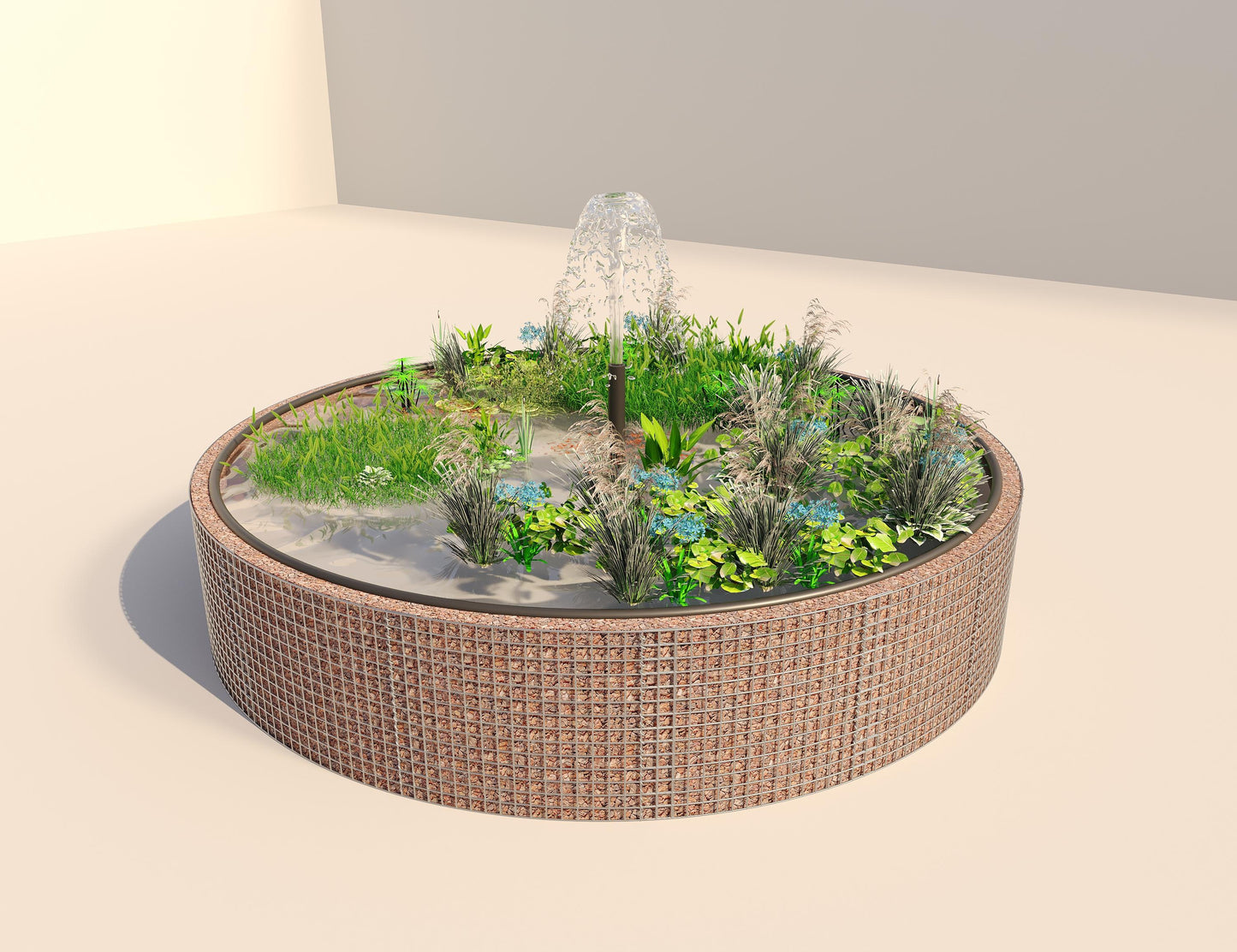 Gabion raised pond round, outer diameter 412 cm, height 80 cm, mesh size 5 x 5 cm, wall thickness 15 cm