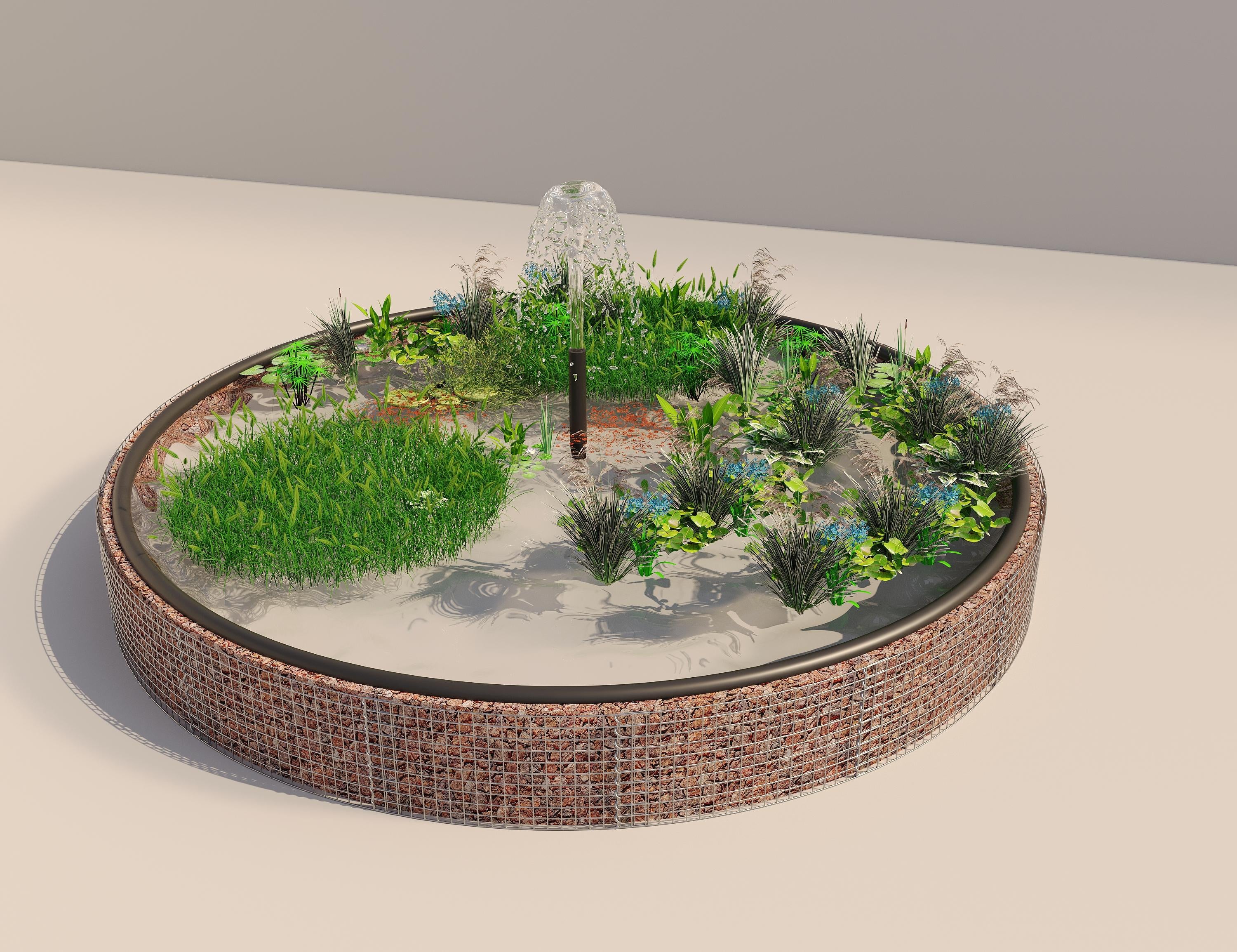 Gabion bassin surélevé rond, diamètre extérieur 502 cm, hauteur 50 cm, mailles 5 x 5 cm, épaisseur de paroi 15 cm