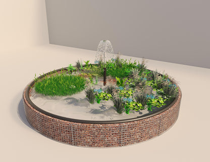 Tanque elevado de gabiões, redondo, diâmetro exterior 472 cm, altura 50 cm, dimensão da malha 5 x 5 cm, espessura da parede 15 cm