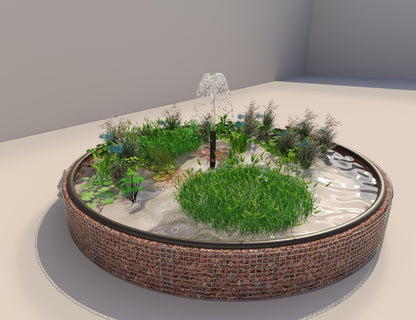 Tanque elevado de gabiões, redondo, diâmetro exterior 472 cm, altura 50 cm, dimensão da malha 5 x 5 cm, espessura da parede 15 cm