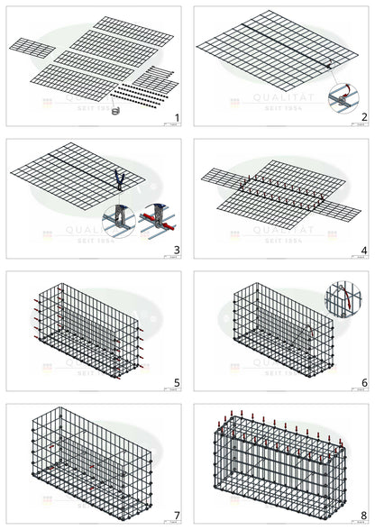 Gabion 100 cm x 40 cm x 30 cm (L x H x D), maskestørrelse 5 x 10 cm, spiralring