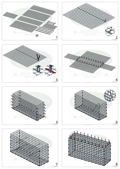 Gabion 100 cm x 80 cm x 20 cm (L x H x P), mailles 5 x 5 cm, anneau en spirale