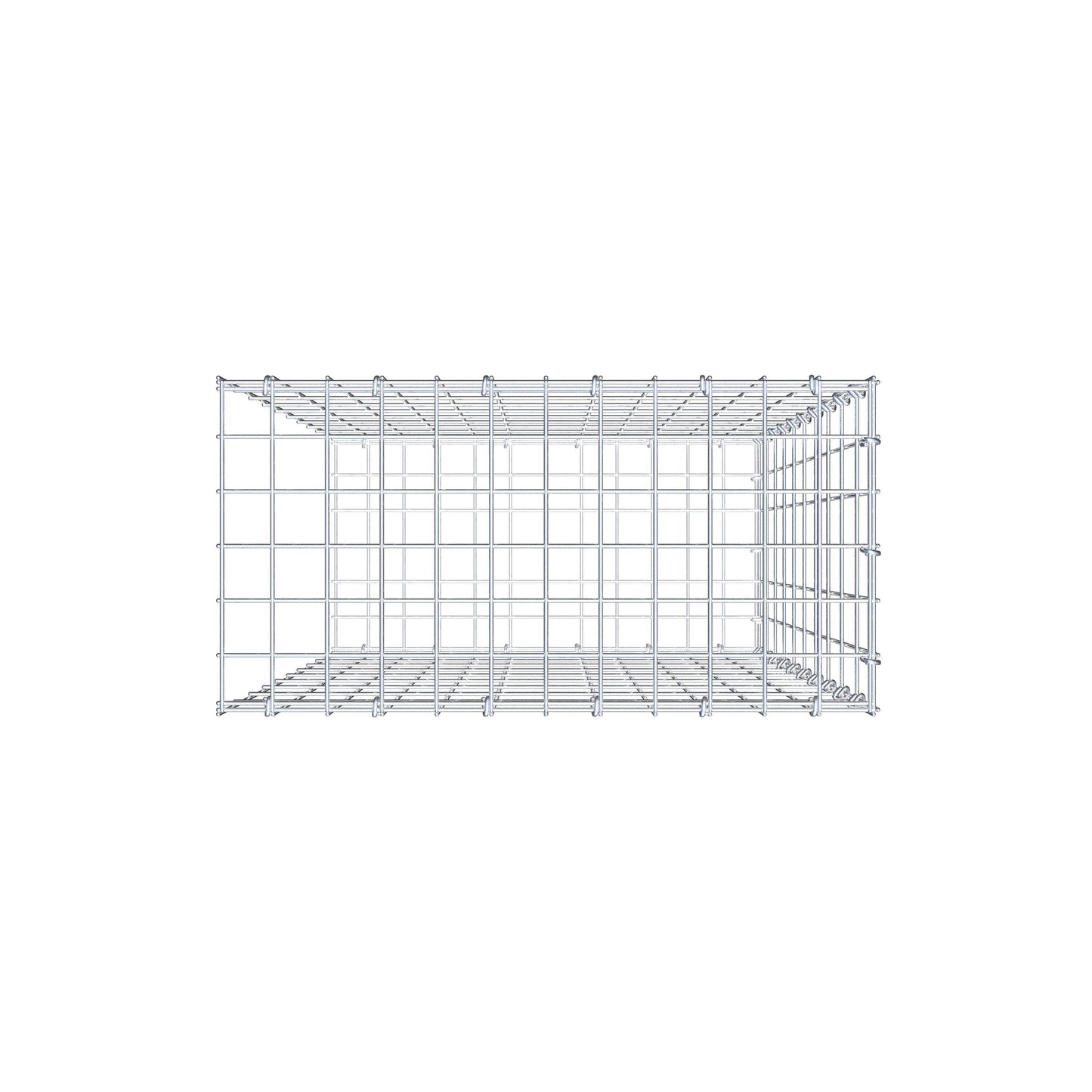Monteret gabion type 2 100 cm x 60 cm x 30 cm, maskestørrelse 5 cm x 10 cm, C-ring