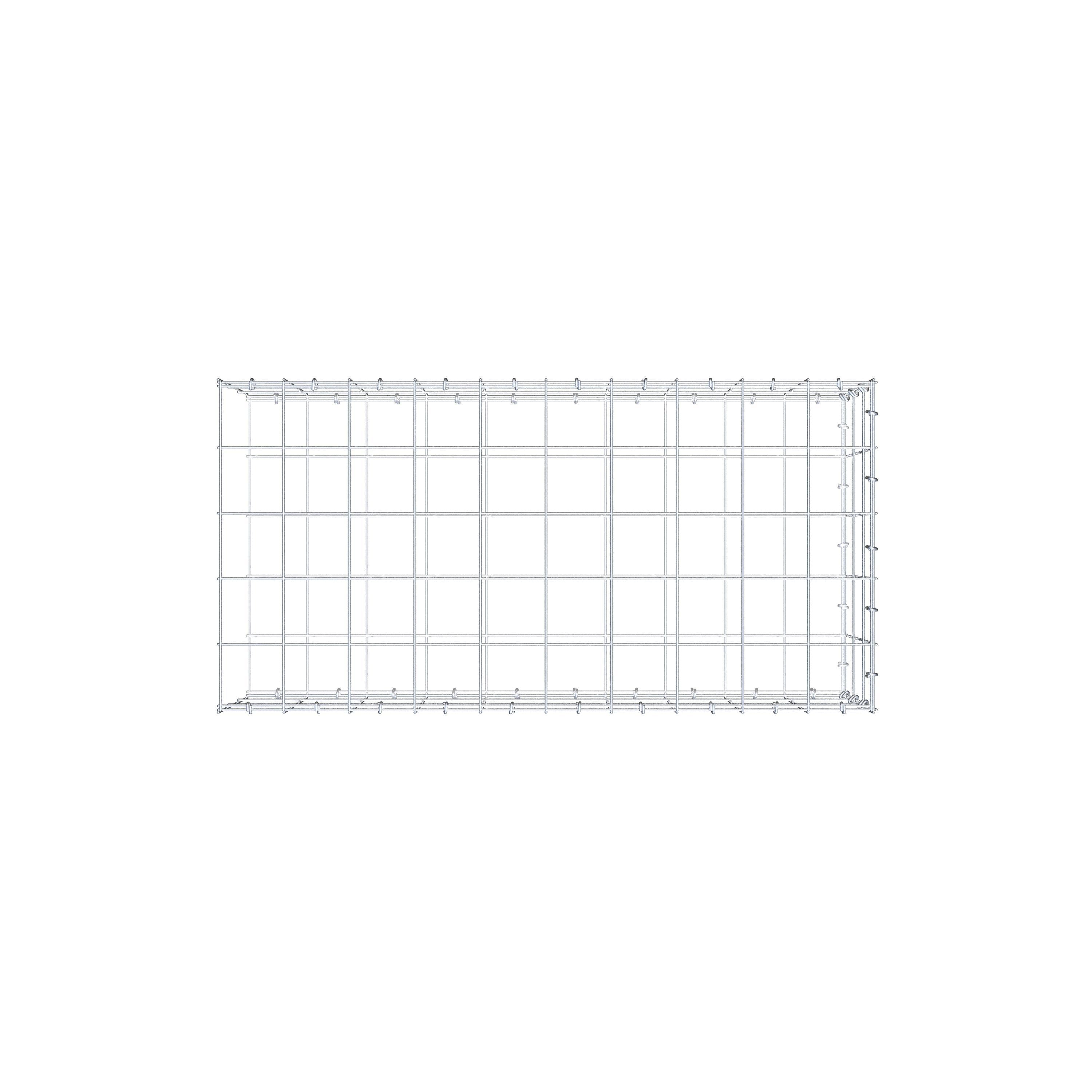 Monteret gabion type 2 100 cm x 30 cm x 50 cm (L x H x D), maskestørrelse 10 cm x 10 cm, C-ring