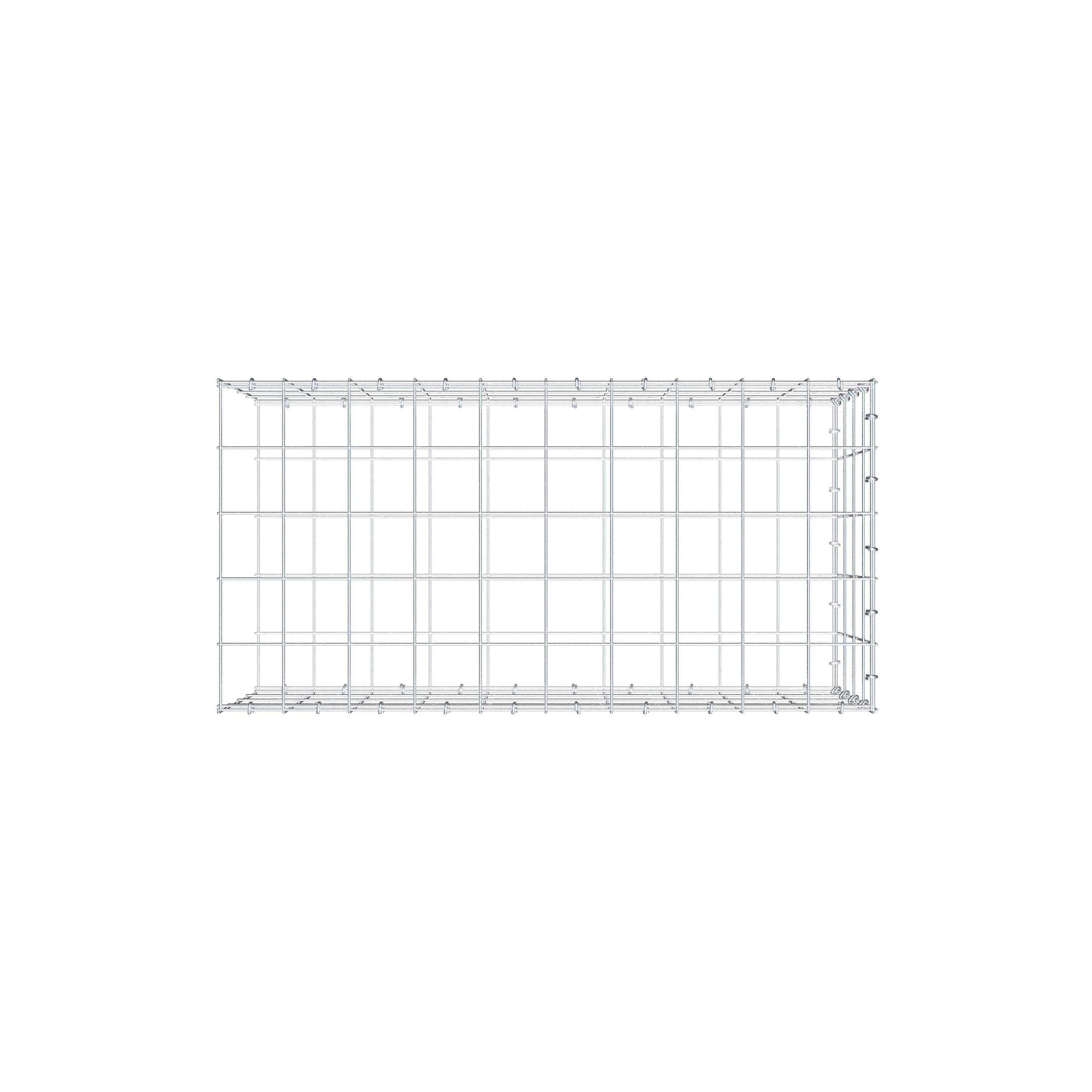 Mounted gabion type 2 100 cm x 40 cm x 50 cm (L x H x D), mesh size 10 cm x 10 cm, C-ring