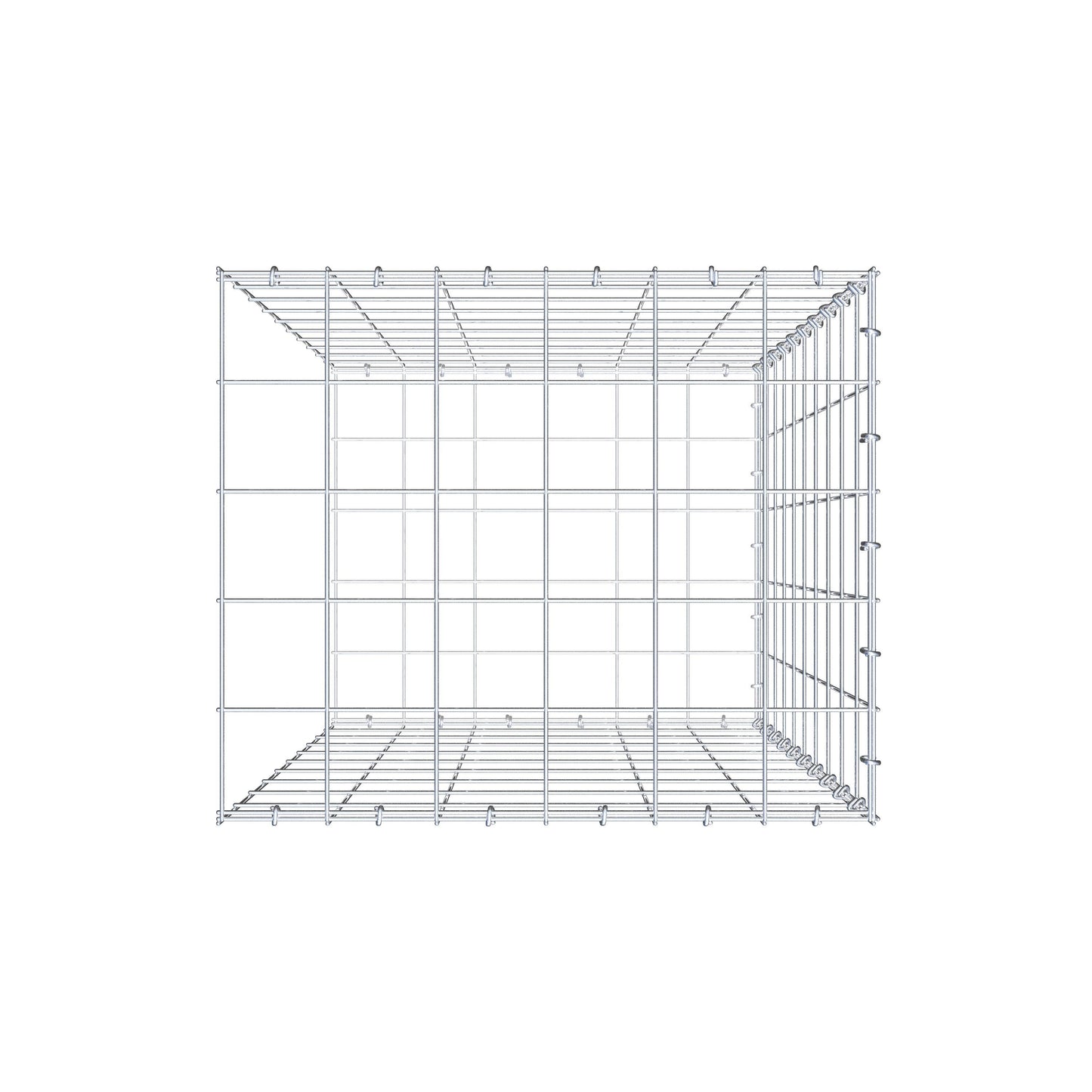 Monteret gabion type 2 100 cm x 60 cm x 50 cm (L x H x D), maskestørrelse 10 cm x 10 cm, C-ring