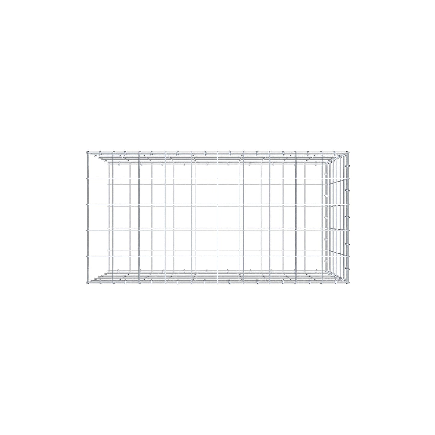 Monteret gabion type 2 100 cm x 60 cm x 50 cm (L x H x D), maskestørrelse 10 cm x 10 cm, C-ring