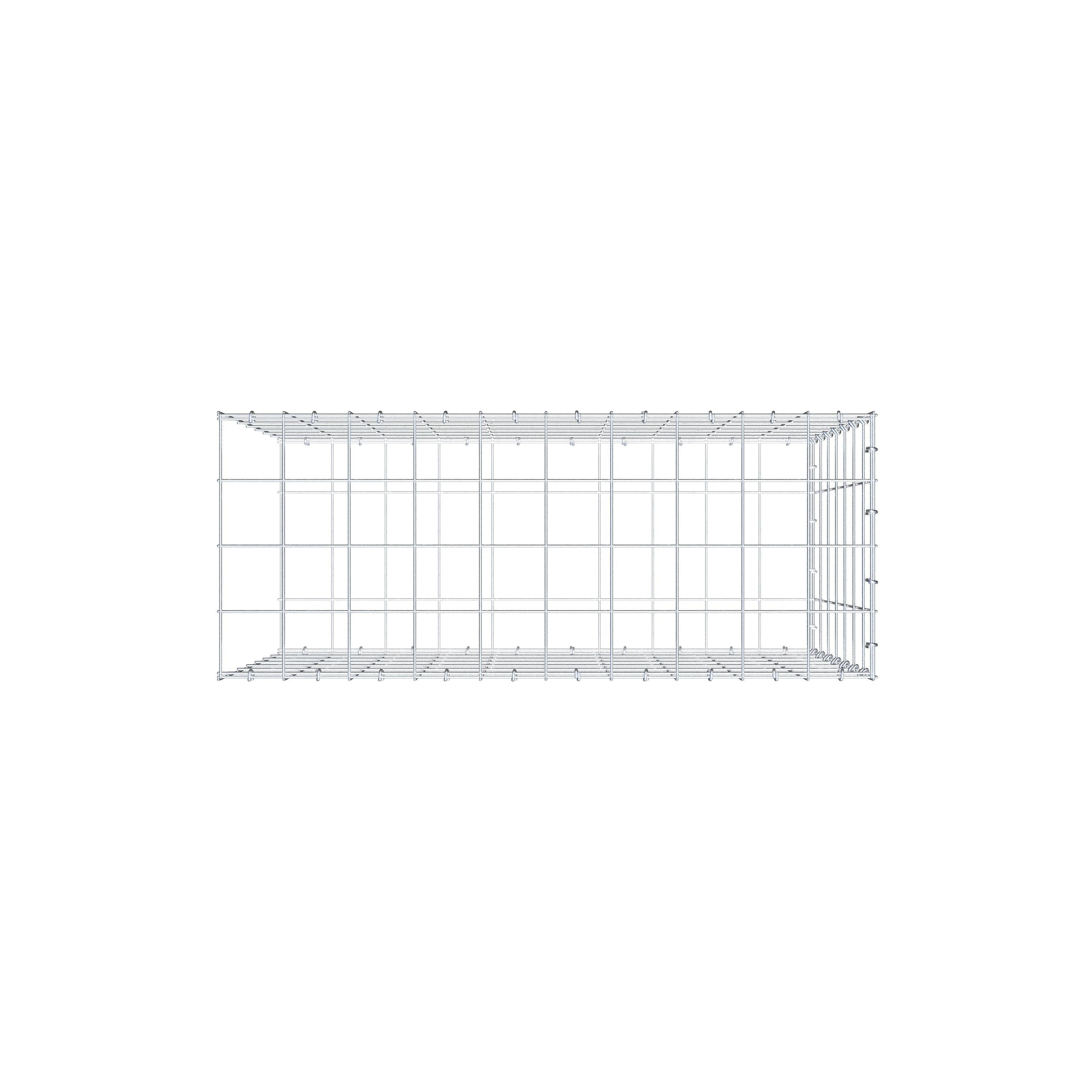 Mounted gabion type 2 100 cm x 70 cm x 40 cm (L x H x D), mesh size 10 cm x 10 cm, C-ring