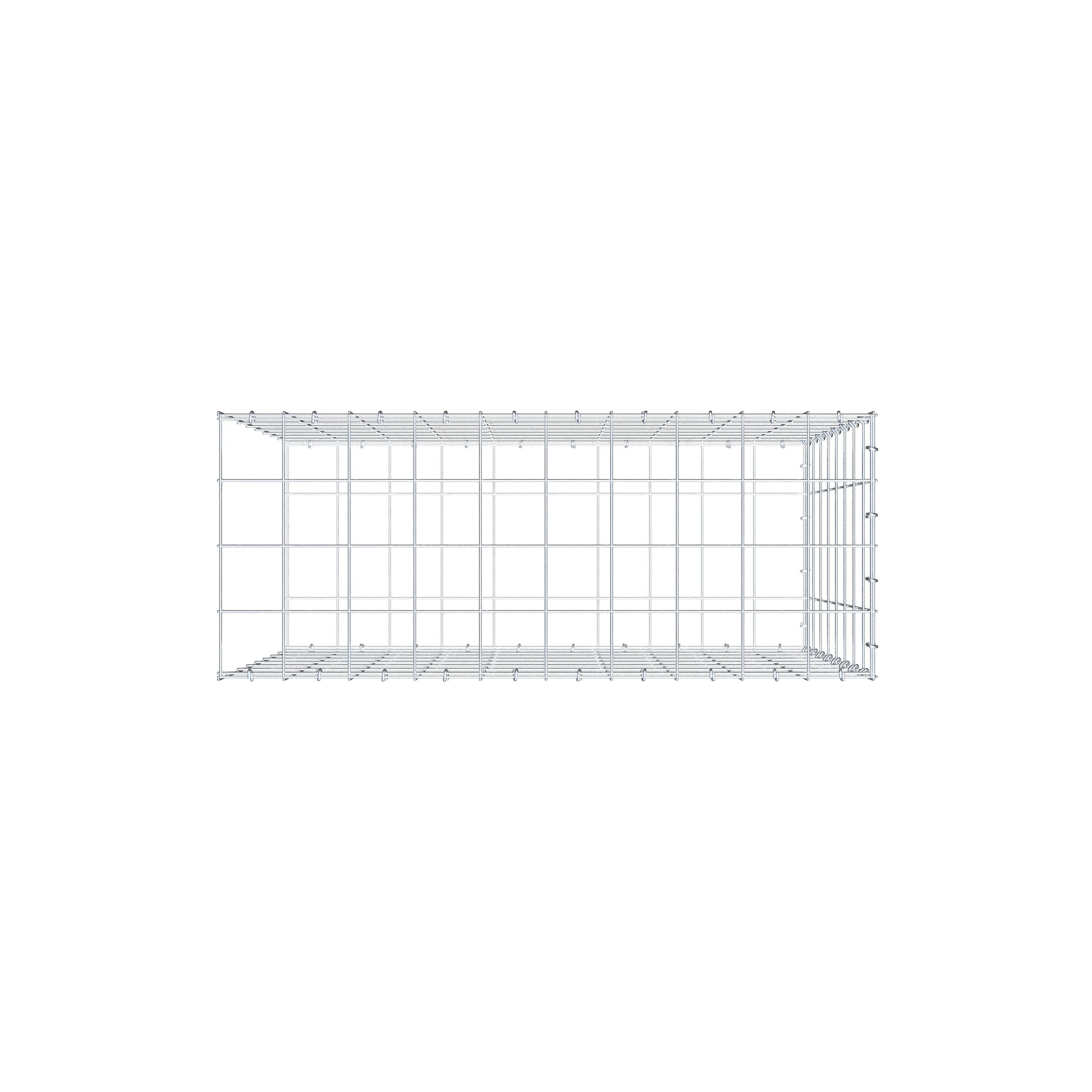 Monteret gabion type 2 100 cm x 80 cm x 40 cm (L x H x D), maskestørrelse 10 cm x 10 cm, C-ring