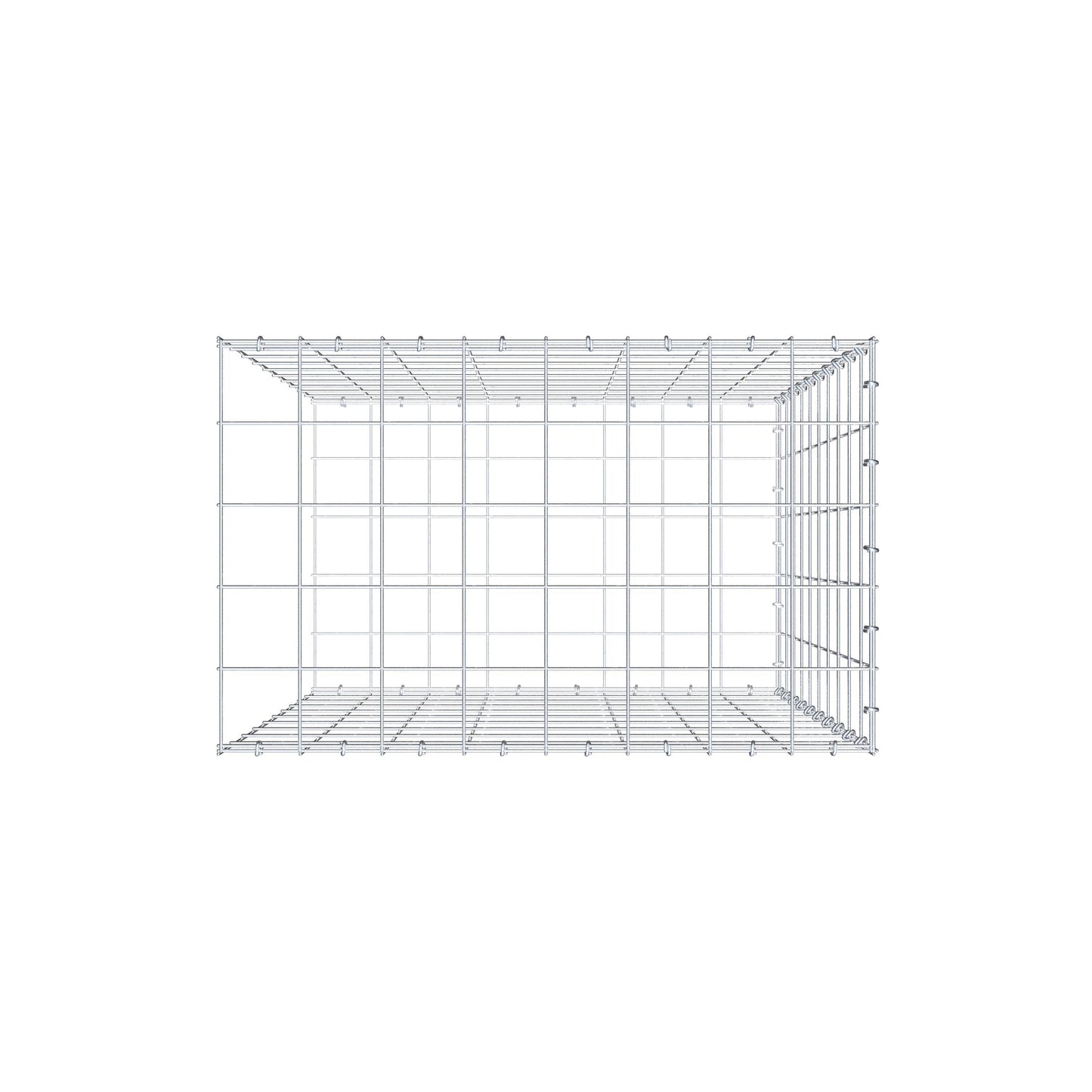 Typ 2 påbyggnadsgabion 100 cm x 80 cm x 50 cm (L x H x D), maskstorlek 10 cm x 10 cm, C-ring