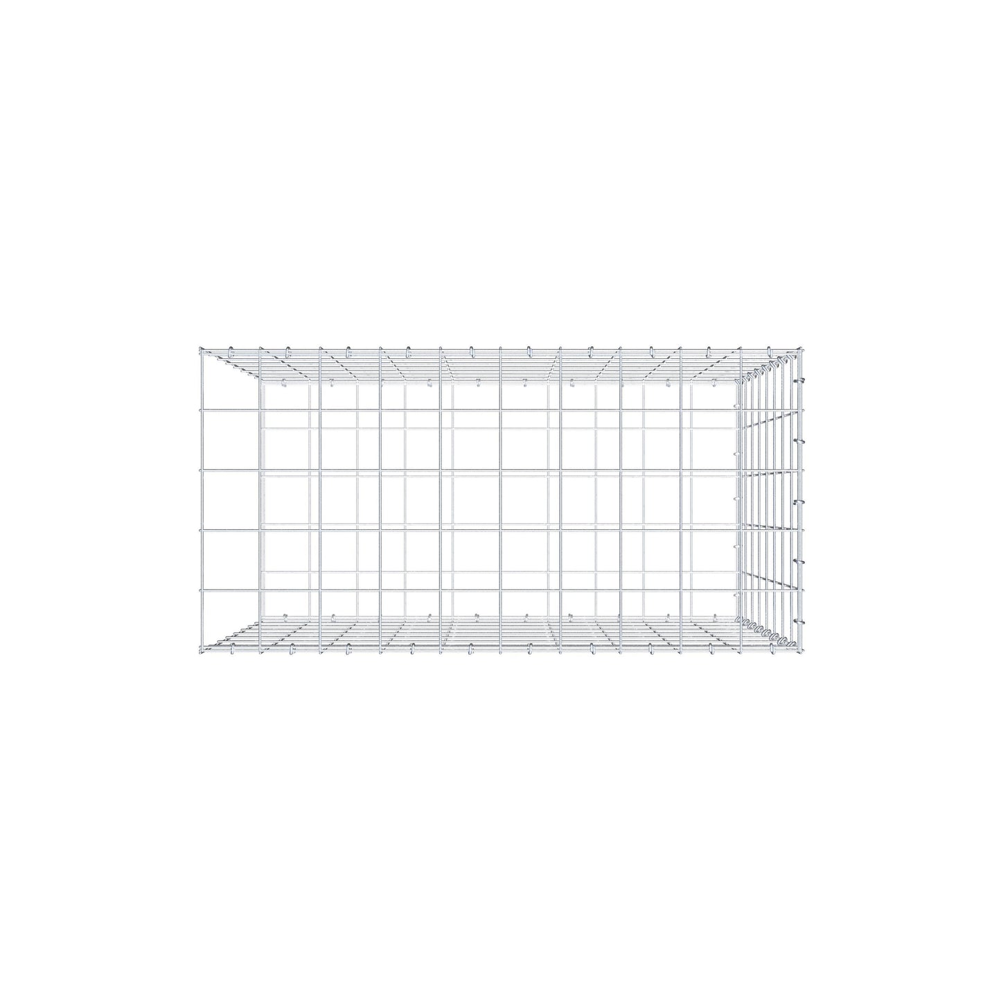 Typ 2 påbyggnadsgabion 100 cm x 80 cm x 50 cm (L x H x D), maskstorlek 10 cm x 10 cm, C-ring