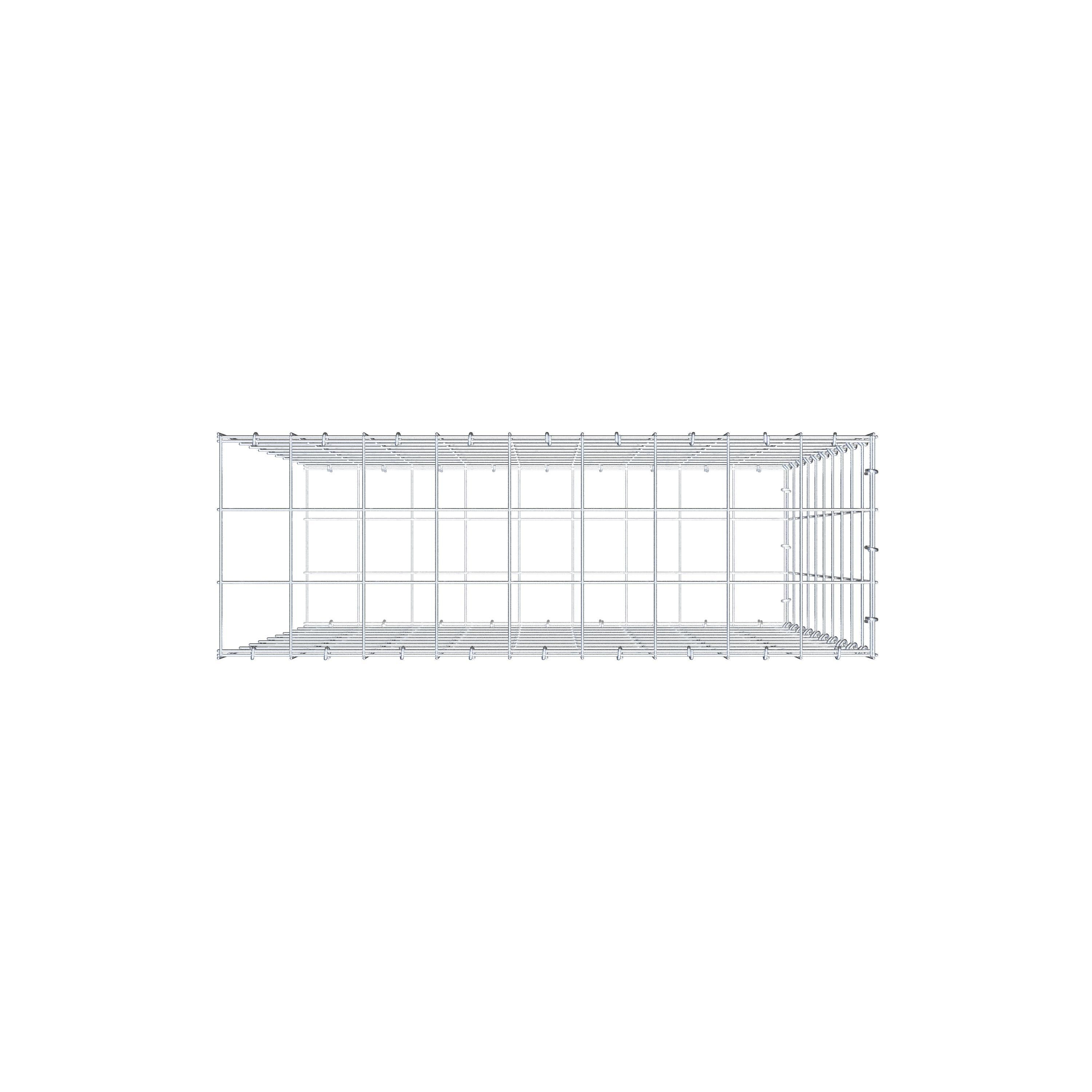 Monteret gabion type 2 100 cm x 90 cm x 30 cm (L x H x D), maskestørrelse 10 cm x 10 cm, C-ring