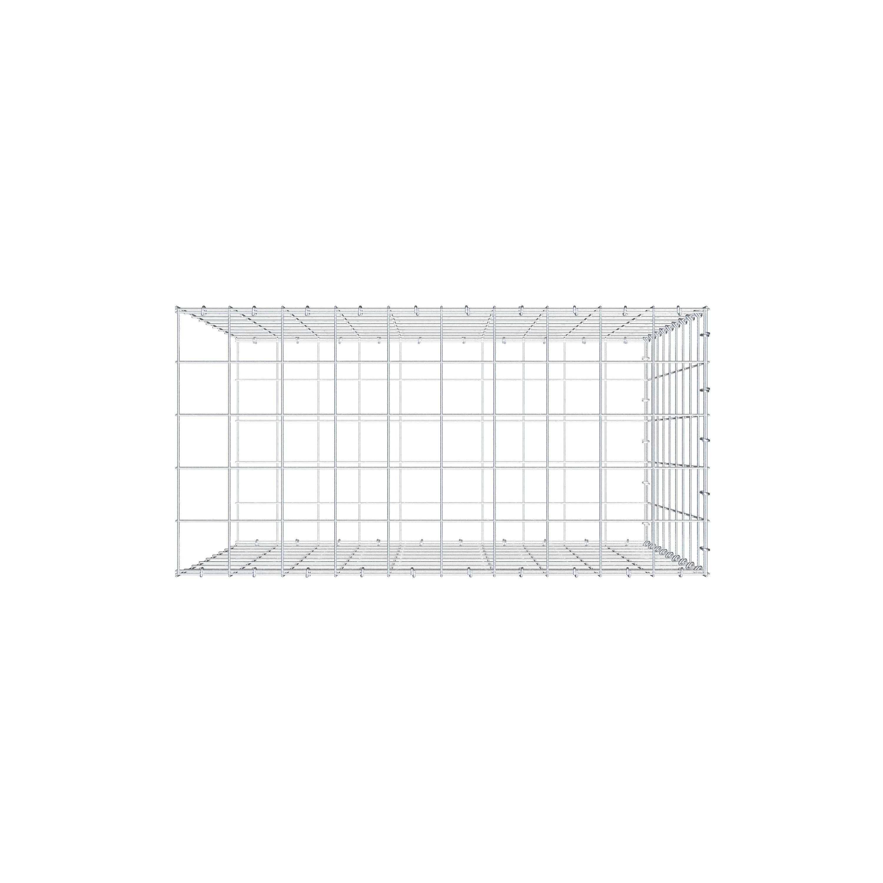 Monteret gabion type 2 100 cm x 90 cm x 50 cm (L x H x D), maskestørrelse 10 cm x 10 cm, C-ring