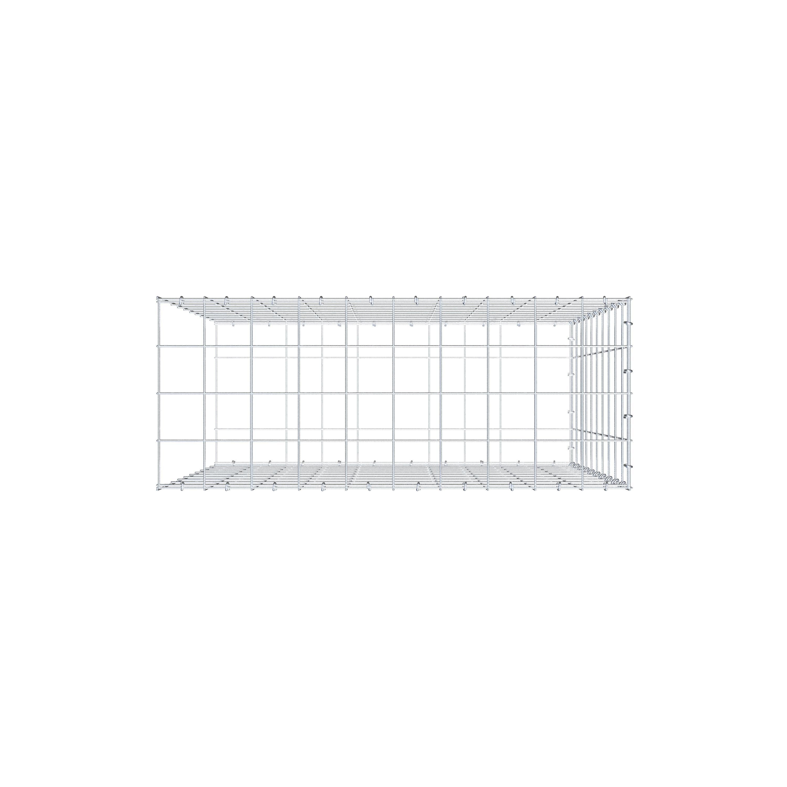 Gabião Tipo 2 100 cm x 100 cm x 40 cm (C x A x P), malhagem 10 cm x 10 cm, anel C