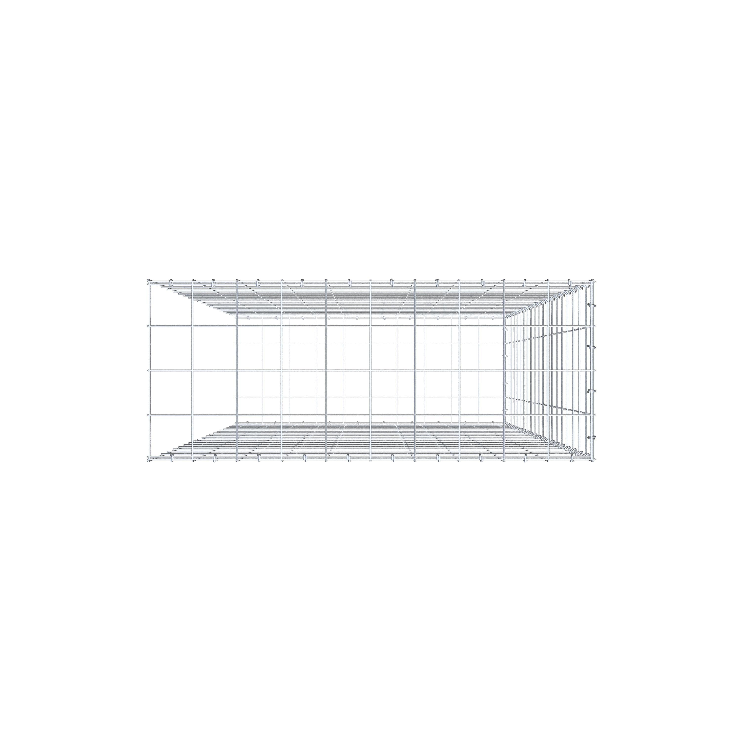 Schanskorf type 2 200 cm x 100 cm x 40 cm (L x H x D), maaswijdte 10 cm x 10 cm, C-ring