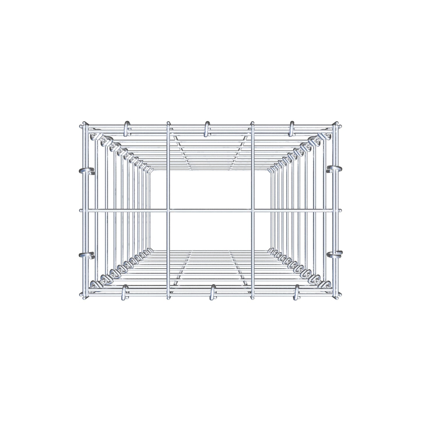 Typ 3 påbyggnadsgabion 100 cm x 30 cm x 20 cm (L x H x D), maskstorlek 10 cm x 10 cm, C-ring