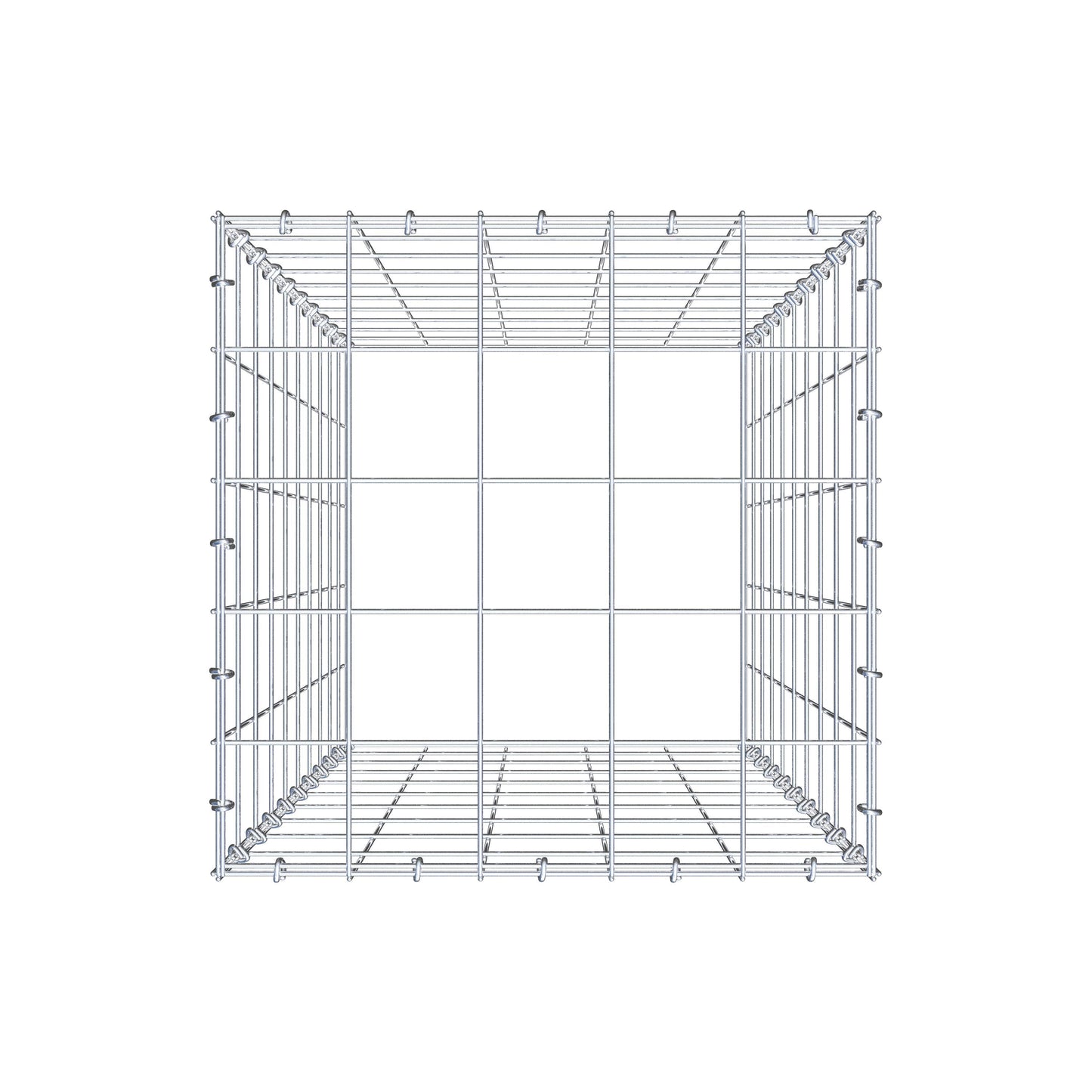 Typ 3 påbyggnadsgabion 100 cm x 50 cm x 50 cm (L x H x D), maskstorlek 10 cm x 10 cm, C-ring